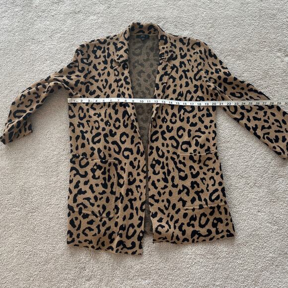 J.Crew Sophie Leopard Print Open Front 3/4 Sleeve Sweater Blazer Size Small Wool - Picture 5 of 6